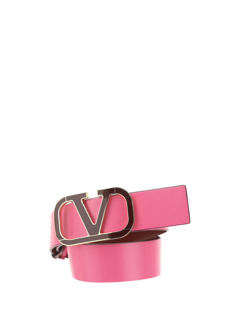 Reversible Vlogo Signature Belt In Shiny Calfskin 40MM - Red / Pink