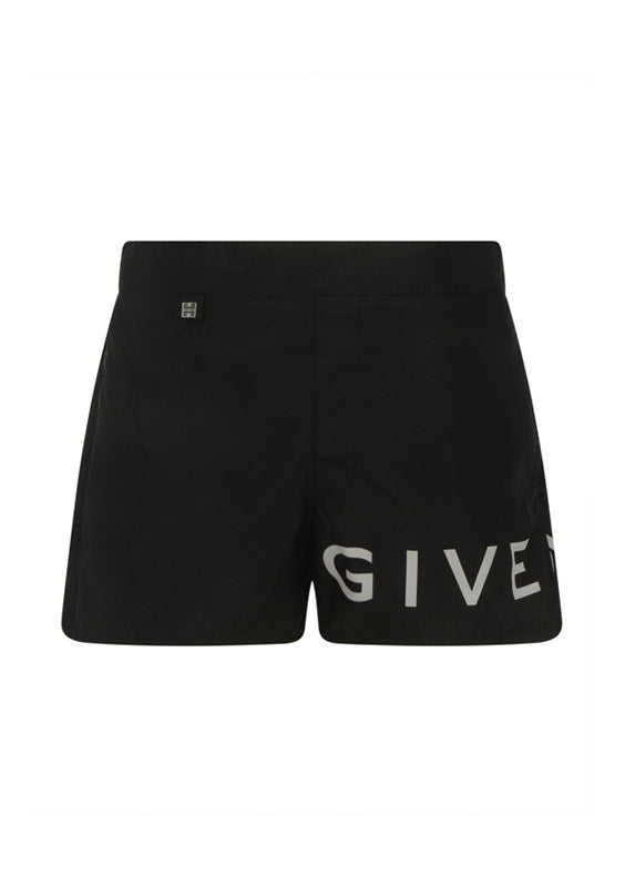 Straight-Leg Short-Length Logo-Print Swim Shorts - Black