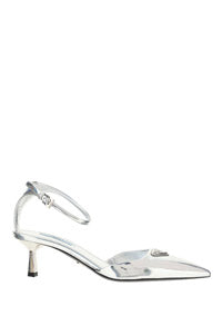 Brushed leather slingback pumps - Silver