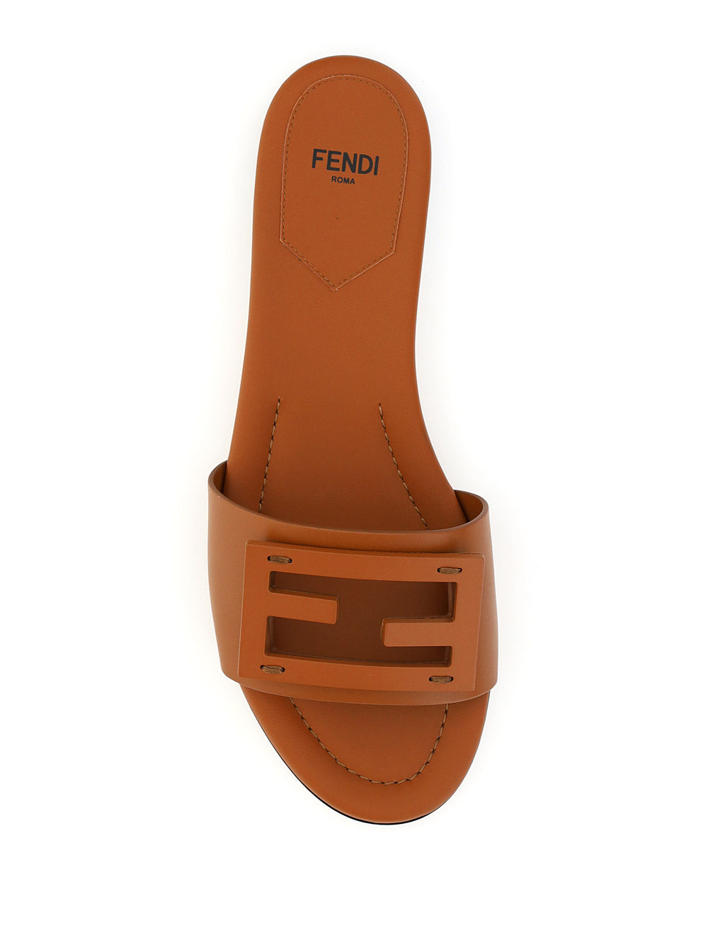 Signature Leather Slides - Brown