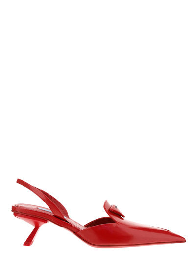 Brushed leather slingback pumps - red