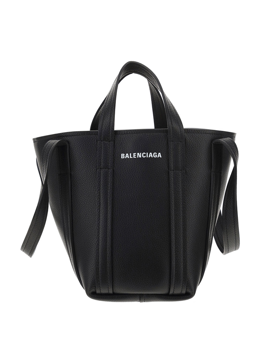 Everyday XS North-South Shoulder Tote Bag In Grained Calfskin - Black