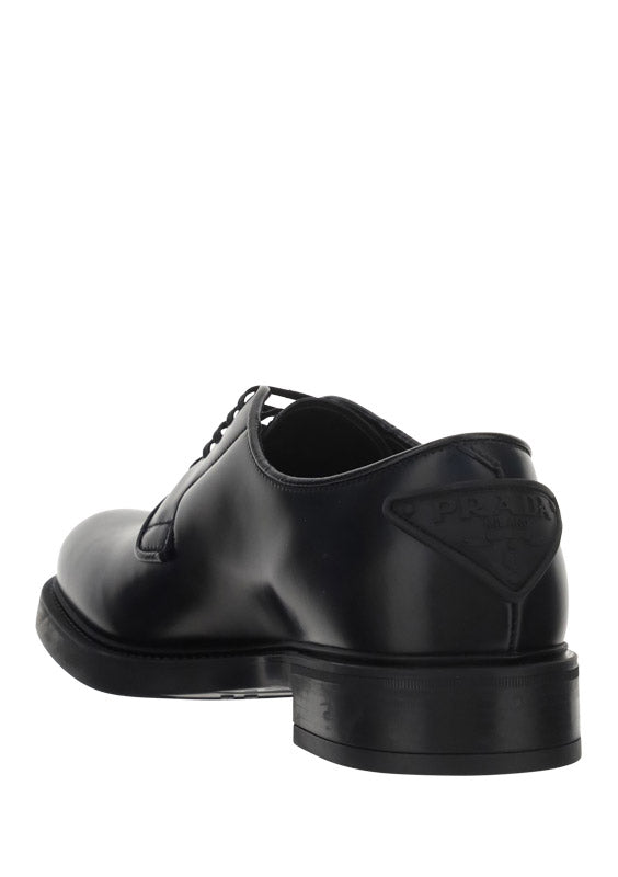 Brushed Leather Lace-ups - Black