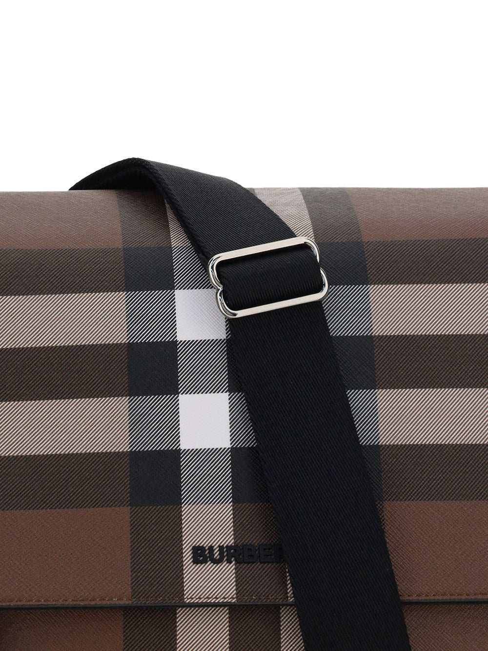 Burberry Men's Exaggerated Check Leather Tote