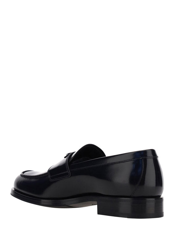 Brushed Leather Loafers - Black