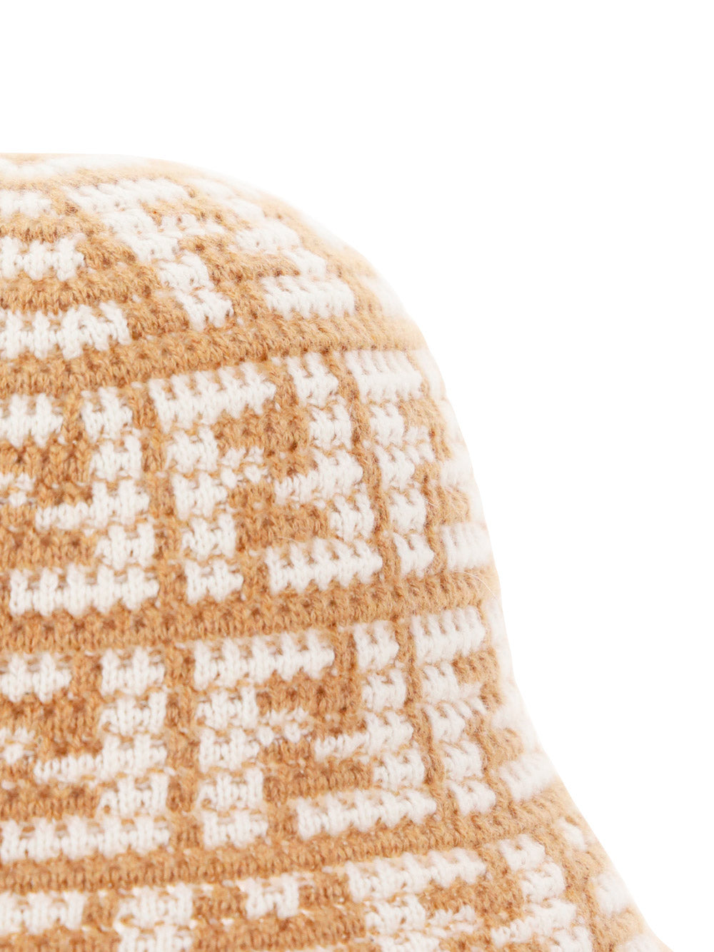 FF Jacquard Cashmere Cloche Hat - Beige