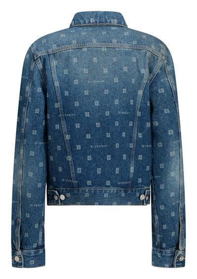 Slim-Fit Denim Jacket with 4G Motif All Over Logo