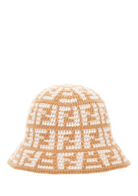 FF Jacquard Cashmere Cloche Hat - Beige