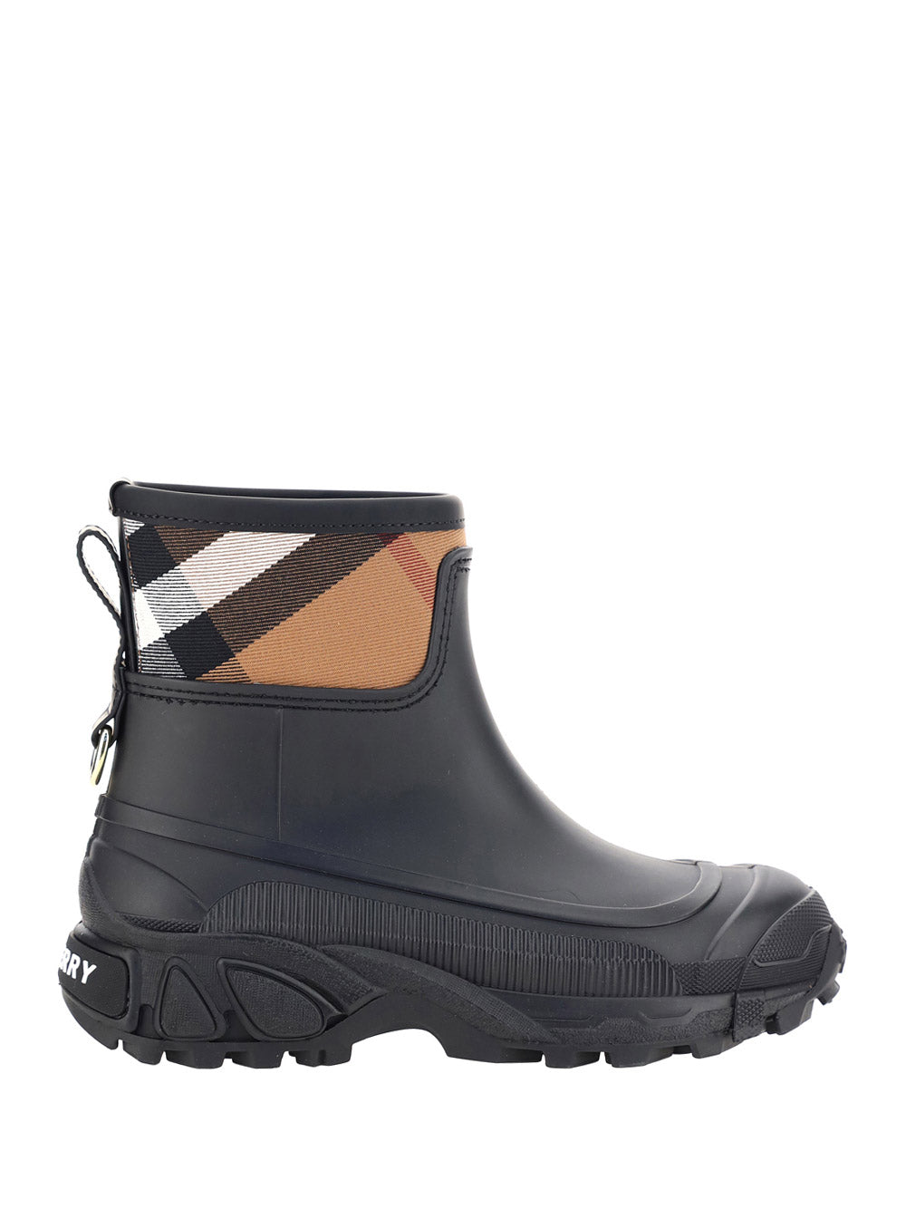 Burberry check panel store rain boots