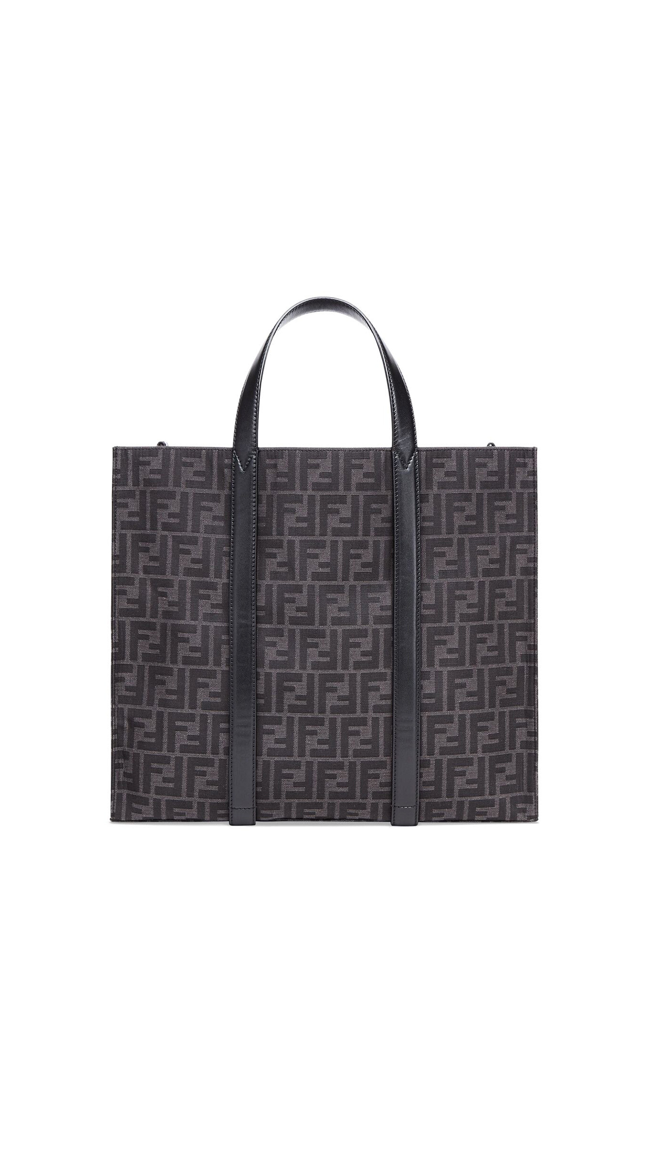 Shopper FF Jacquard Fabric Bag - Black