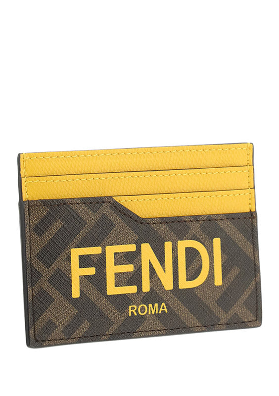 FF Logo Card Holder - Brown / Yellow