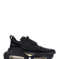 Black Leather and Suede B Bold Low-top Sneakers - Black