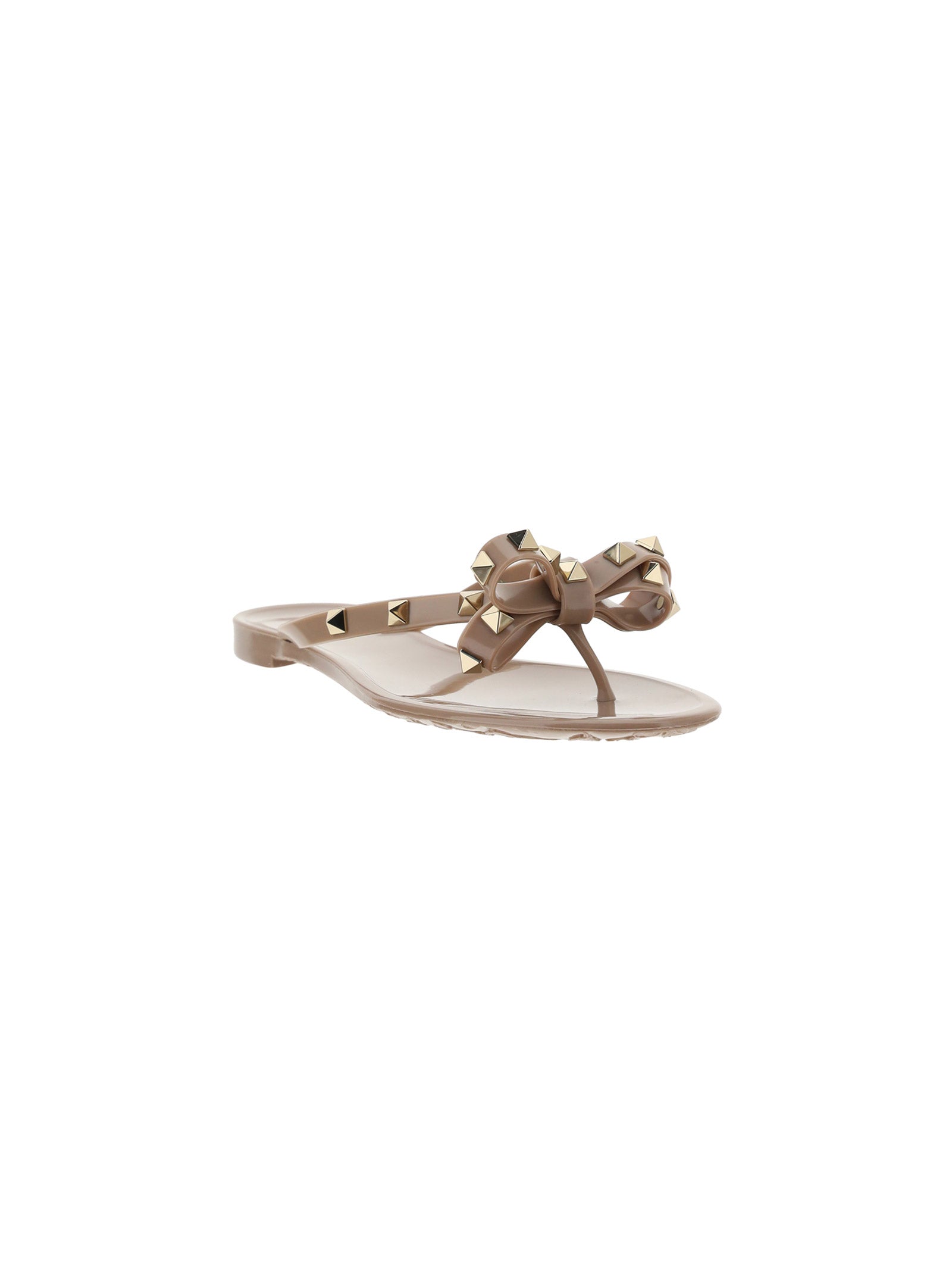 Rubber Rockstud Thong Sandals - Beige