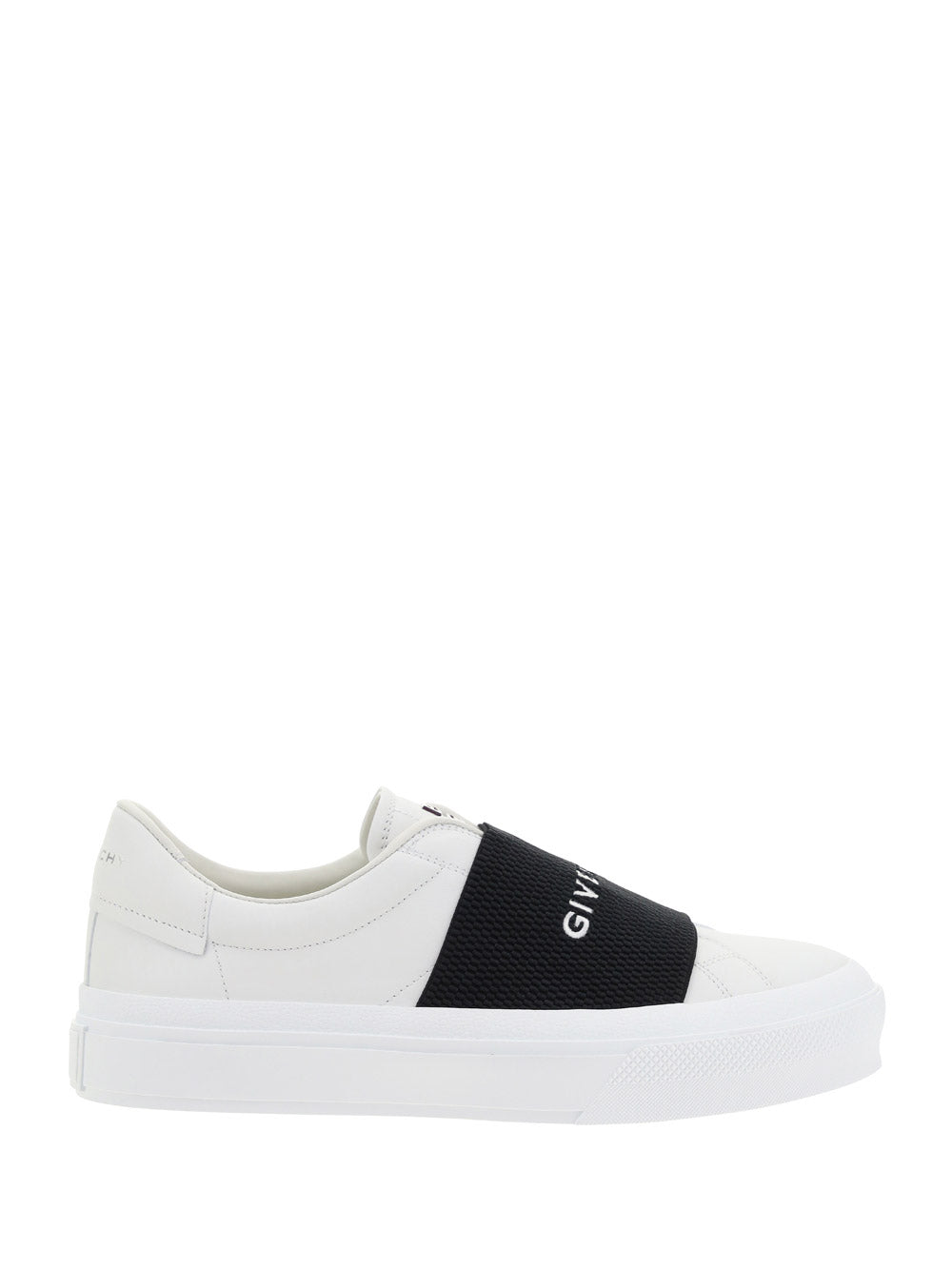 Sneakers In Leather With Givenchy Webbing - Black / White