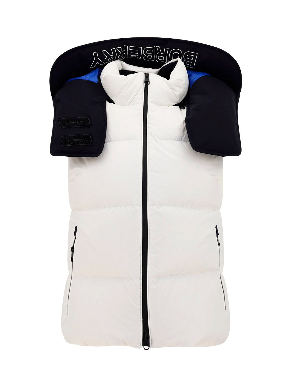 Detachable Hood Two-tone Nylon Puffer Gilet - Optic White