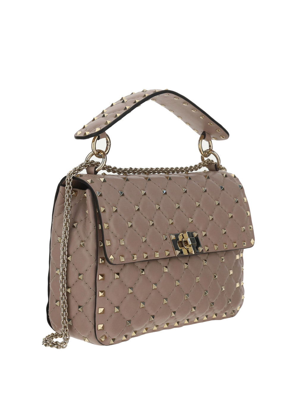 Medium Nappa Rockstud Spike Bag for Woman in Poudre