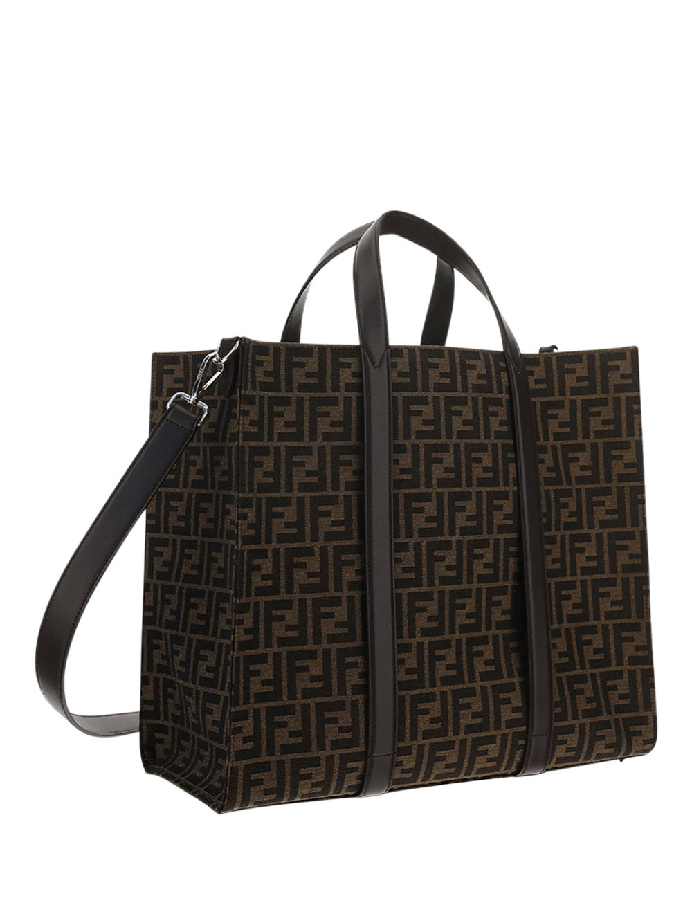 FF Jacquard Fabric Bag - Brown