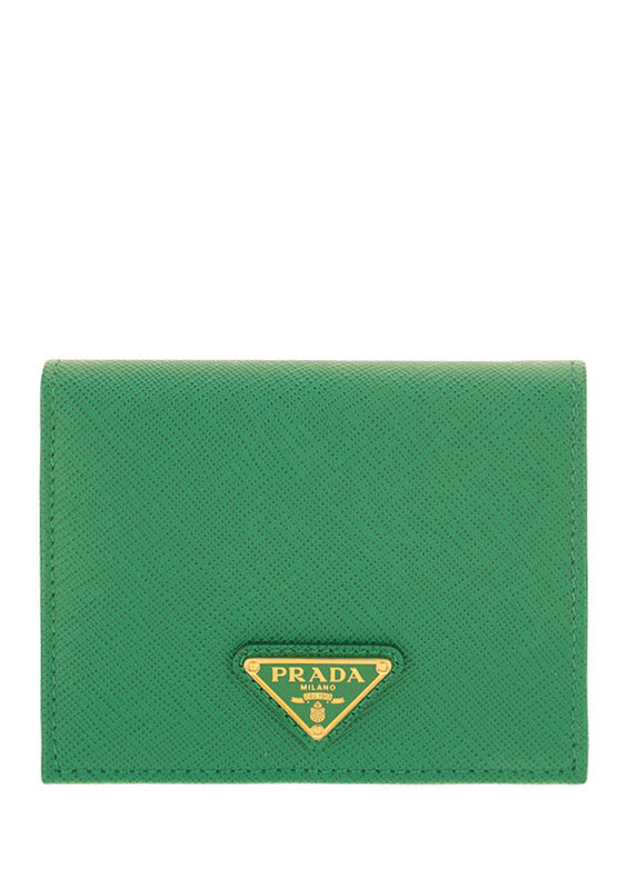 Small Saffiano Leather Wallet - Emerald