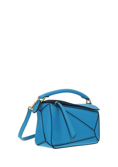 LOEWE Mini Puzzle Bag In Soft Grained Calfskin Cyan for Women