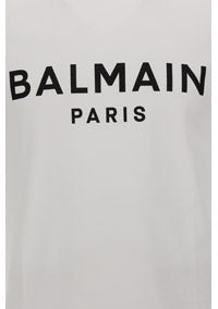 Cotton Printed Balmain Paris Logo T-shirt - White