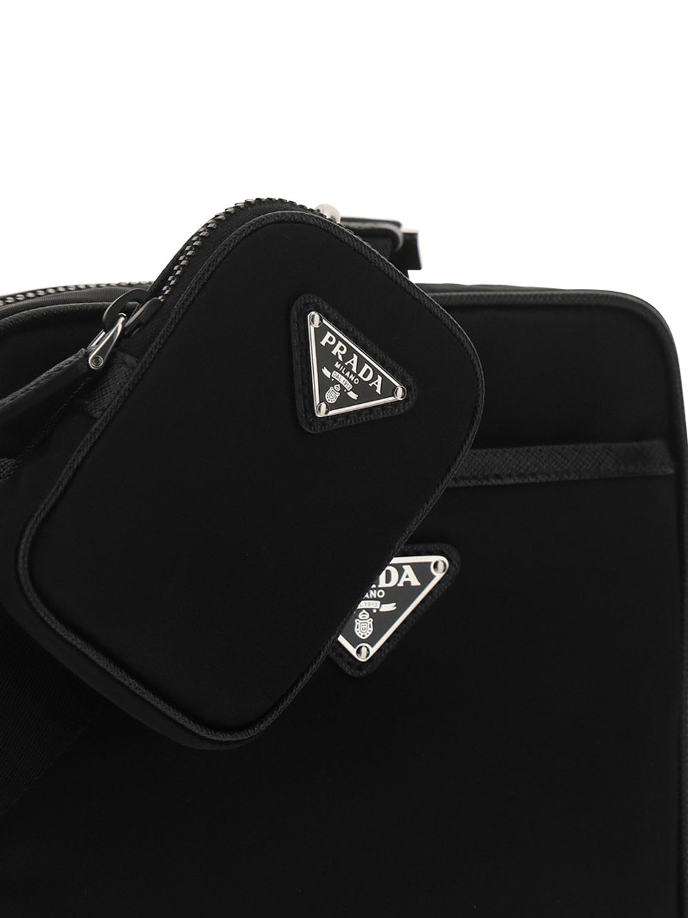 Re-Nylon and Saffiano Leather Shoulder Bag - Black – Amuze