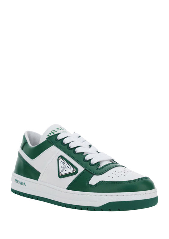 District Perforated Leather Sneakers - White / Green.