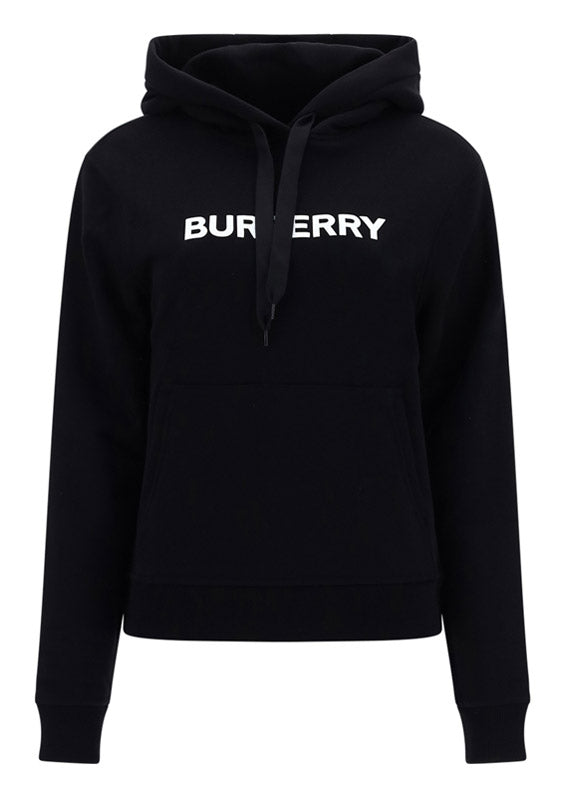 Logo Print Cotton Oversized Hoodie - Black