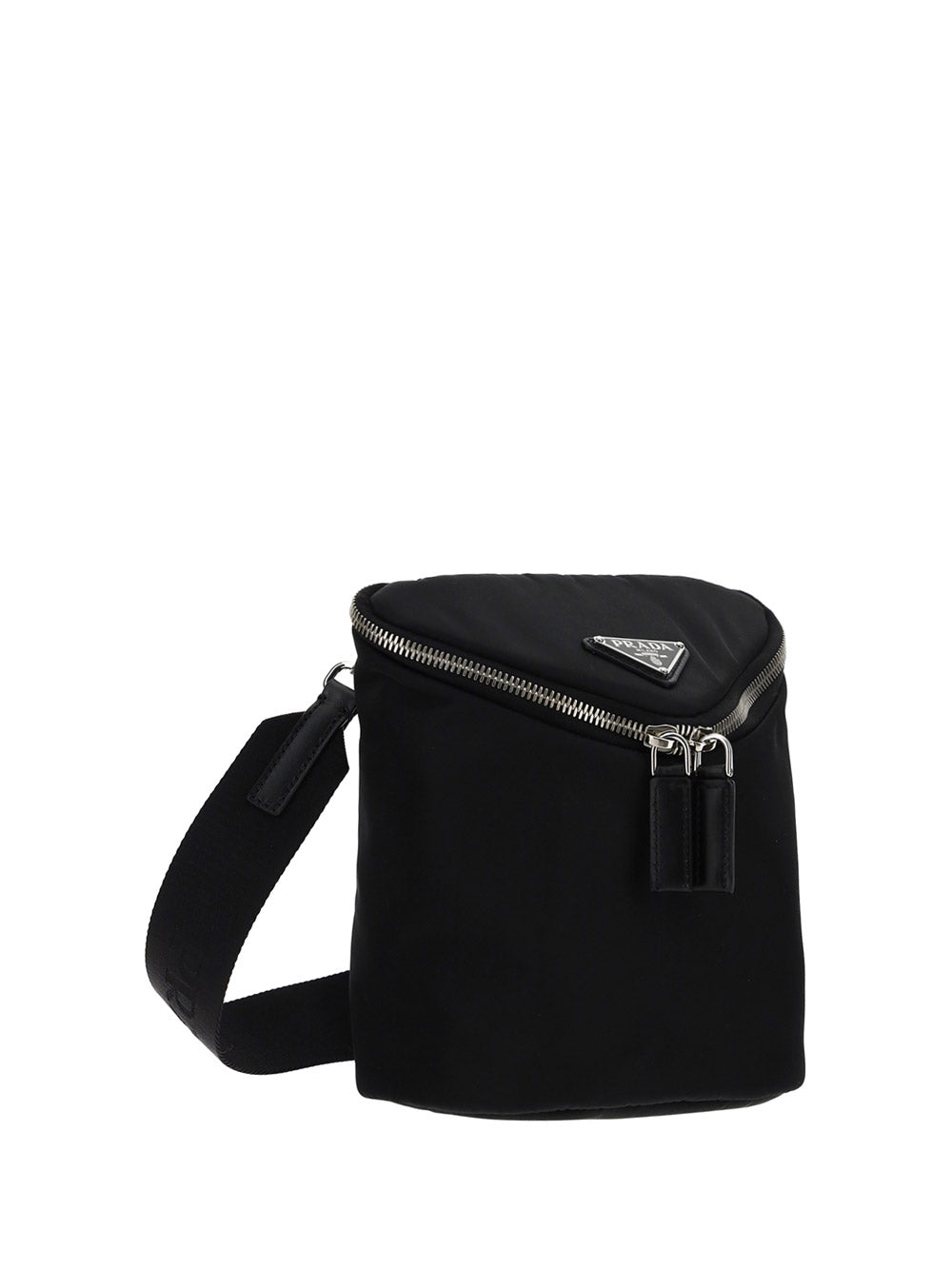Black Arqué leather-trim Re-Nylon shoulder bag, Prada
