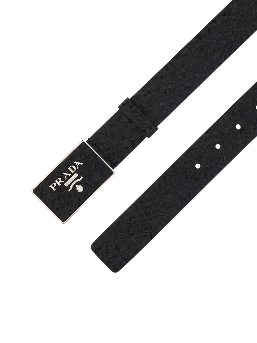 Saffiano Leather Logo Belt - Black