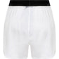Solid Silk Satin Boxer Shorts - White