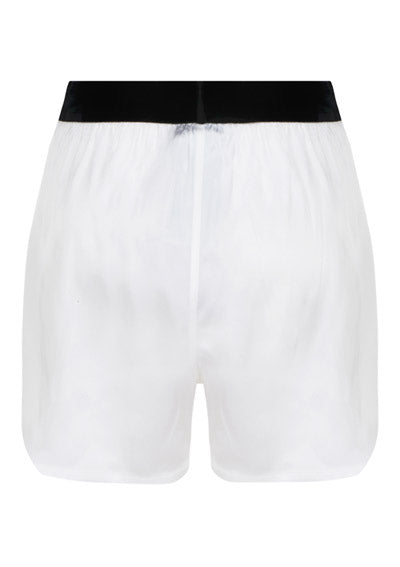 Solid Silk Satin Boxer Shorts - White
