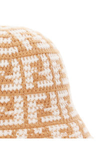 FF Jacquard Cashmere Cloche Hat - Beige