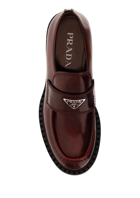 Chocolate Brushed Leather Loafers - Porpora Fume