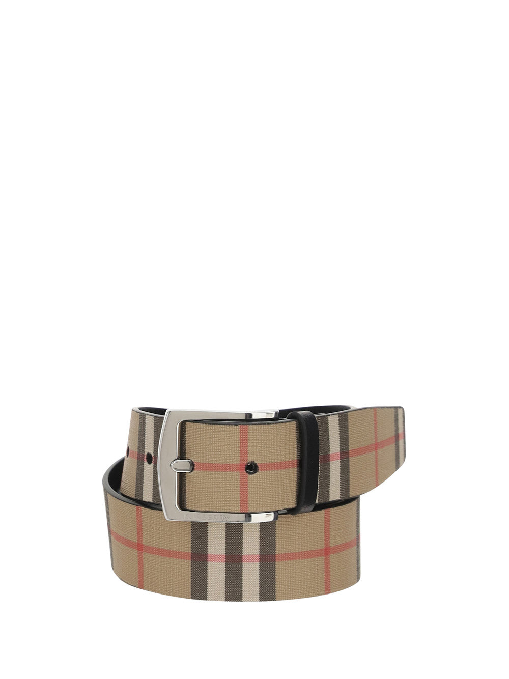 Vintage Check and Leather Belt - Brown