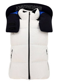 Detachable Hood Two-tone Nylon Puffer Gilet - Optic White