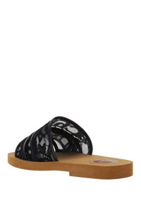 Woody Lace Mule Sandals - Black