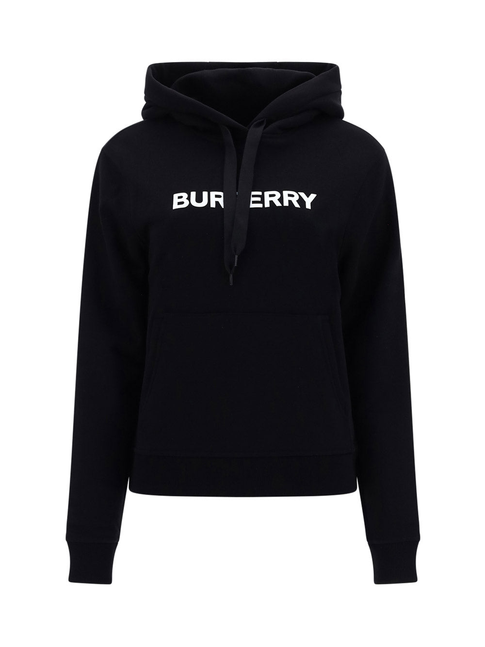 Logo Print Cotton Oversized Hoodie - Black