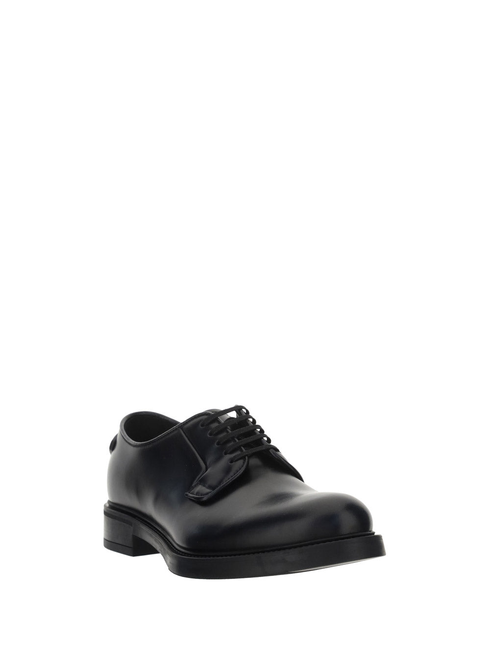 Brushed Leather Lace-ups - Black