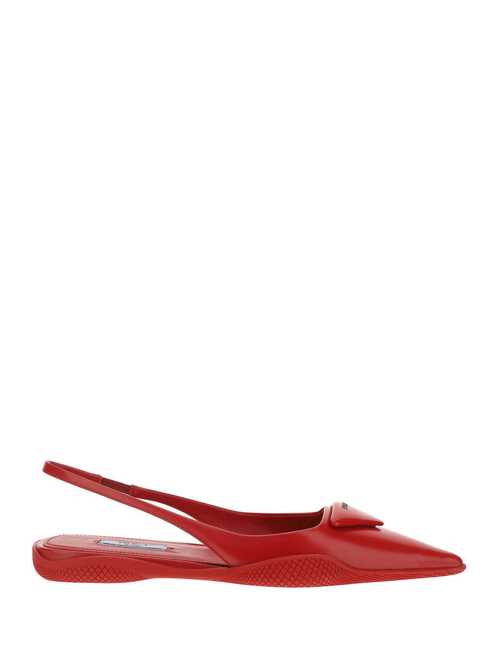 Brushed Leather Slingback Ballerinas - Red