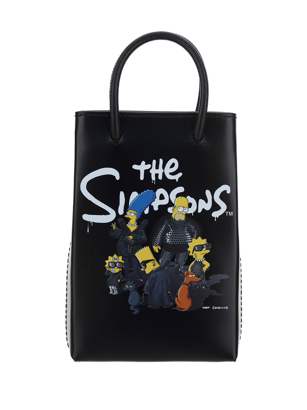 The Simpons TM &© 20TH Television Mini Shopping Bag In Shiny Calfskin - Black