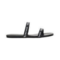 Allover Logo Flat Sandals - Black