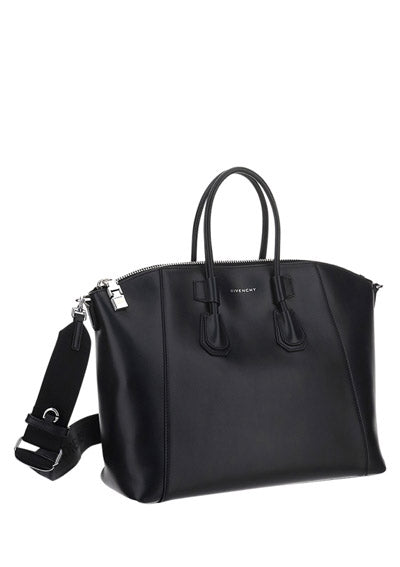 Small Antigona Sport Bag In Leather - Black