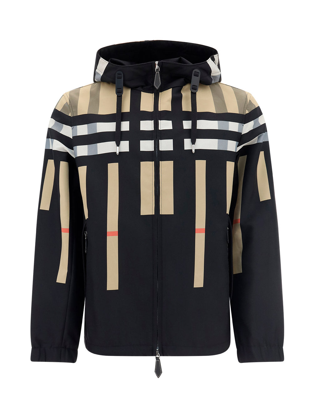 Sliced Check Nylon Hooded Jacket - Archive Beige