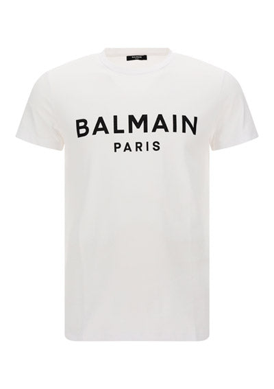 Cotton Printed Balmain Paris Logo T-shirt - White