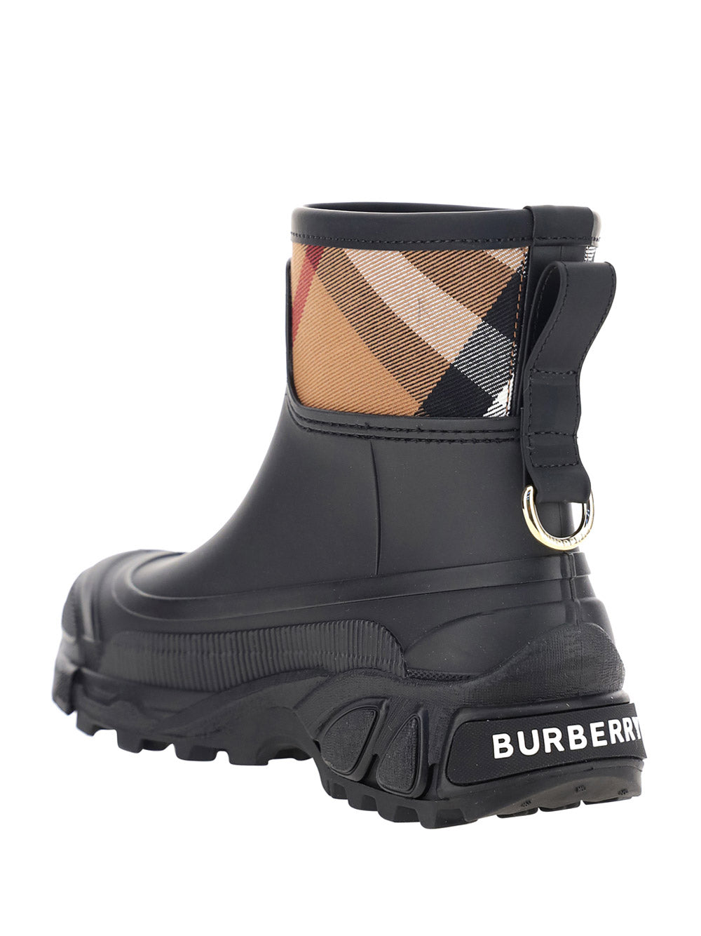 House Check Panel Rain Boots - Black