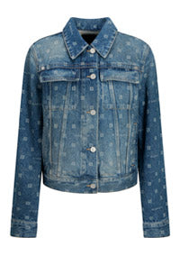 Slim-Fit Denim Jacket with 4G Motif All Over Logo