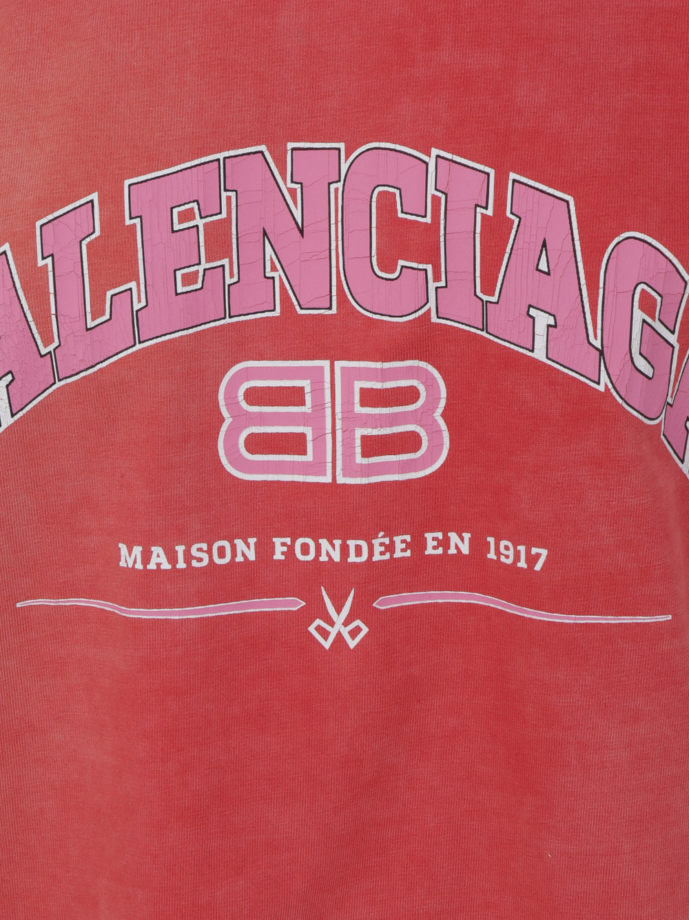 Shop BALENCIAGA Maison balenciaga t-shirt medium fit in red (  612966TLVJ11074) by Ura
