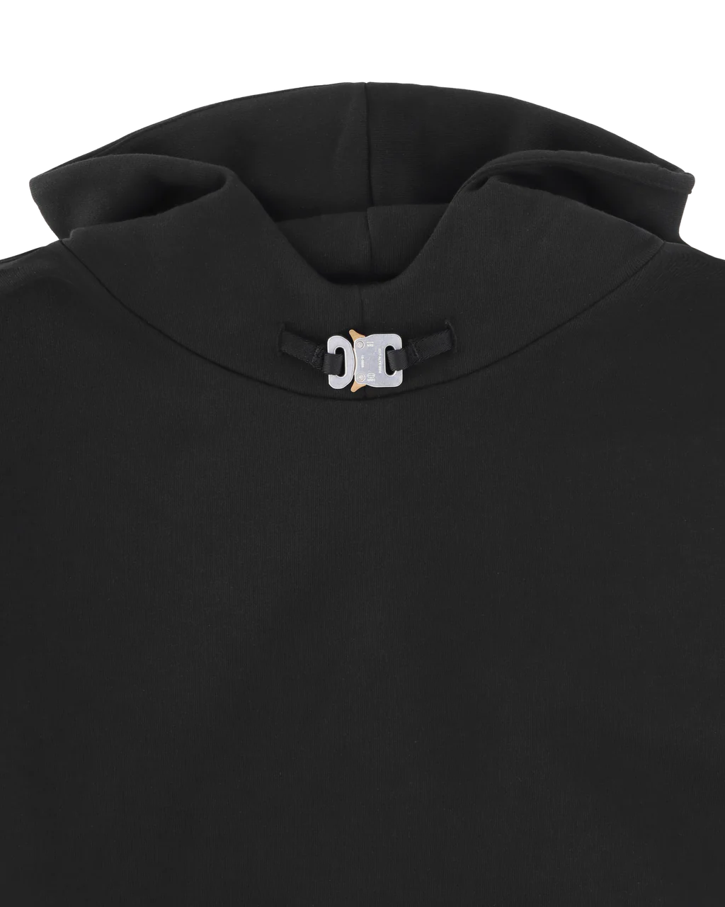 Metal Buckle Collar Hoodie - Black