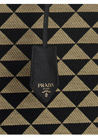 Large Prada Symbole Jacquard Fabric Handbag - Black / Beige