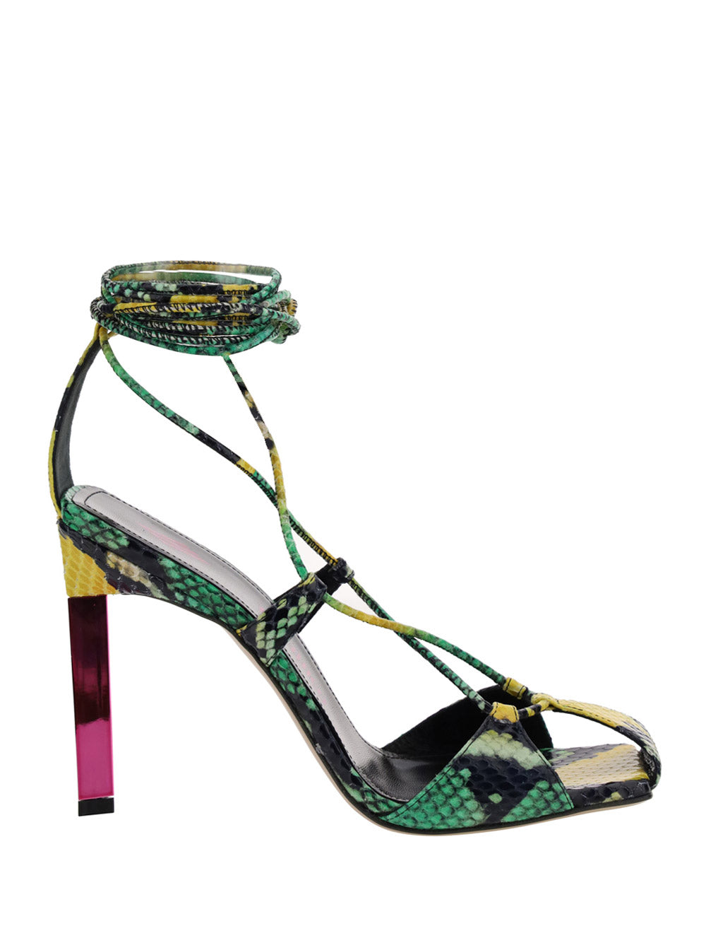 ''Adele'' Lace-up Pump - Green / Yellow